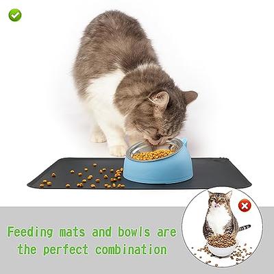  Howise 2 Wide Raised Cat Food Bowl with Silicone Pet Food Mat, Ceramic Elevated Cat Bowls Small Dog Dish Set