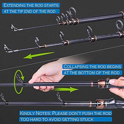  PLUSINNO Fishing Rod and Reel Combos, Bronze Warrior Toray  24-Ton Carbon Matrix Telescopic Fishing Rod Pole, 12 +1 Shielded Bearings  Stainless Steel BB Spinning Reel, Travel Freshwater Fishing Gear 