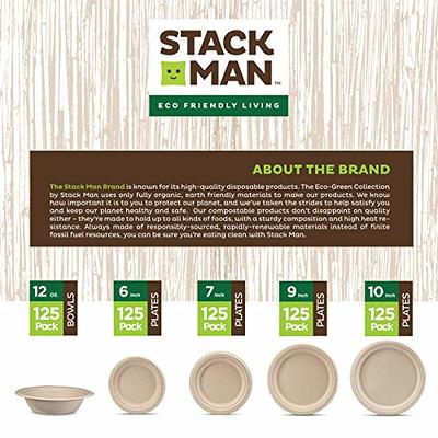 100% Compostable Disposable Paper Plates [125-Pack] - (PFAS-Free) - (BPI  Certified) - [10 Inch] Heavy Duty, Eco-Friendly, Biodegradable Bagasse  Dinner Plates - Natural Brown 10 Plate by Stack Man - Yahoo Shopping