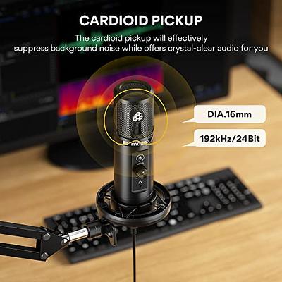 USB Streaming Podcast PC Microphone professional 192KHZ24Bit Studio  Cardioid Condenser Mic Kit with sound card Boom Arm Shock Mount Pop Filter  for