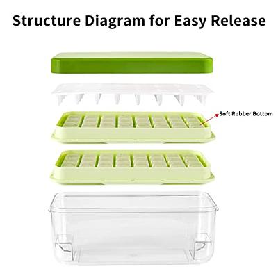 64 Silicone Ice Cube Trays With Lid And Bin -101oz- Easy Release