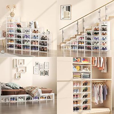 12/18 Foldable Shoe Storage Box Clear Plastic Stackable Sneaker Closet  Organizer