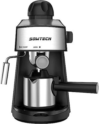 SOWTECH Espresso Coffee Machine Cappuccino Latte Maker 3.5 Bar 1-4 Cup with  Steam Milk Frother Black