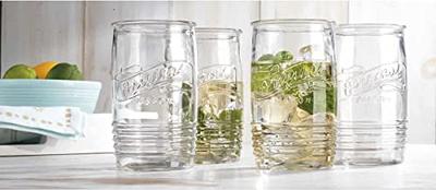 Glaver's Set of 10 Ice Cold 16 oz. Mason Drinking Glasses with Handles. Quality Refreshing Ice Cold Embossed Logo Jars for Beverages, Cocktails