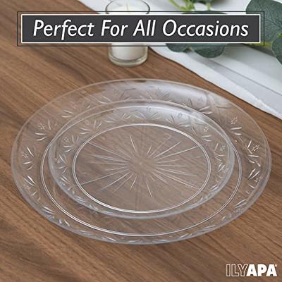 Ilyapa 100 Pack 9 Inch Disposable Dessert Plates, Plastic Clear Party Plates  Sets for 100 Guests, Clear Appetizer plates 9 Inch, Cake Plates 9, Party &  Dinner Accessories, Midsommar Flower - Yahoo Shopping