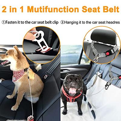  SlowTon Dog Seatbelt, 2 Pack Dog Seat Belt Car Leash  Adjustable Elastic Bungee Buffer Heavy Duty Nylon Reflective Pet Safety  Tether Connect to Dog Harness for Travel Riding in Vehicle (