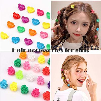  HBABY 50Pcs Mini Hair Claw Clips Colorful Bead
