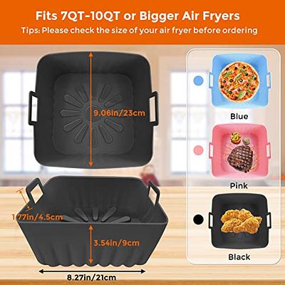 Square Reusable Silicone Air Fryer Basket, 8 Inch Food Grade Heat Resistant  Silicone Air fryer Liners