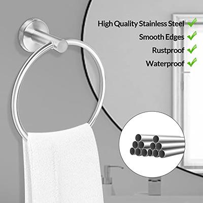 VAEHOLD Self Adhesive Hand Towel Holder for Bathroom, Silver Towel Rack  Towel Ring Hanger Towel for Kitchen No Drilling - SUS 304 Stainless Steel