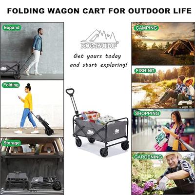 KOMSURF Foldable Utility Wagons Heavy Duty Folding Cart, 200 lbs Capacity  with Side Pockets for Garden, Shopping and Beach Outdoor Use - Yahoo  Shopping