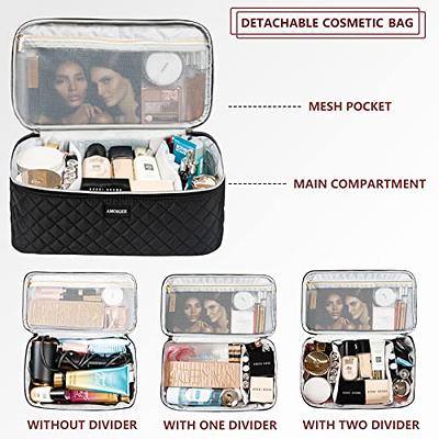  SOIDRAM Makeup Bag Checkered Cosmetic Bag Brown Makeup Pouch  1Pcs Large Capacity Makeup Bags and 1Pcs Makeup Brushes Storage Bag Travel Toiletry  Bag Organizer : Beauty & Personal Care