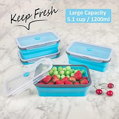 16 Pcs Collapsible Food Storage, Silicone Food Storage Containers with Lids  Including 8 Round Bowls, 8 Rectangle Bowls Collapsible Freezer Bowls Sets  for Dishwasher Freezer Safe (Green)