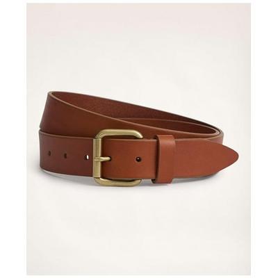 Brooks Brothers Men's Stitched Leather Belt, Medium Brown