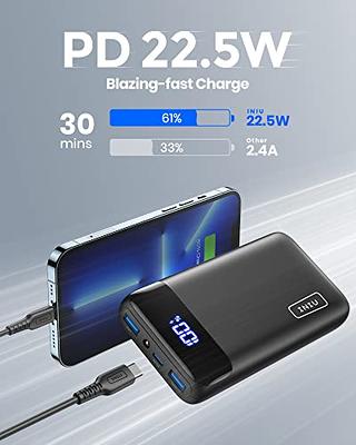 INIU 22.5W Power Bank 10000mAh USB C PD Fast Charge 3-Output Mini