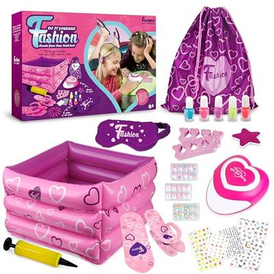 Spa Day Gift Set for Girls - Kids Manicure Pedicure Kit for Ages 6, 7, 8,  9, 10-12 Year Old Girl Gifts - Nail Art Salon + Sensory Beads Foot Spa +  Accessories Kit - Self Care Toys Age 5-12