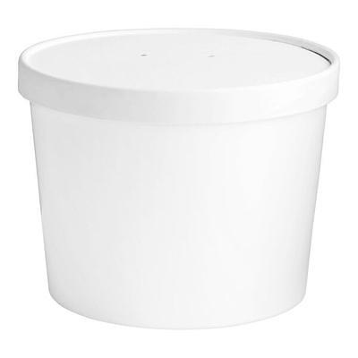 Disposable White Paper Soup Containers With Lids, Perfect For Hot