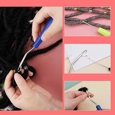  2 PCS Latch Hook Crochet Needle + 30 PCS Dreadlocks Hair Ring  Decoration Braiding Hair Silver Gold Metal, for Crochet Braids Hair  Decoration Accessories