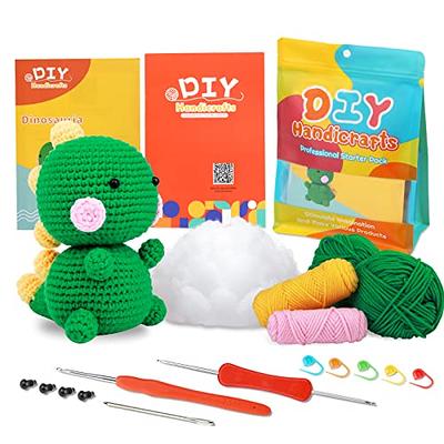 3pcs DIY Animals Crochet Kit, Dog,Cute Dinosauria,Penguin,Clear Easy To  Follow Instructions For Starter Includes Enough Yarn Hook Accessories