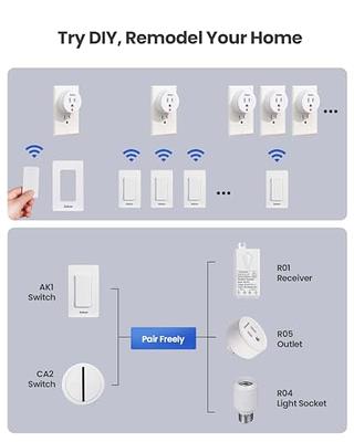 Wireless Remote Control Switch Outlet Plug No Wiring for Household