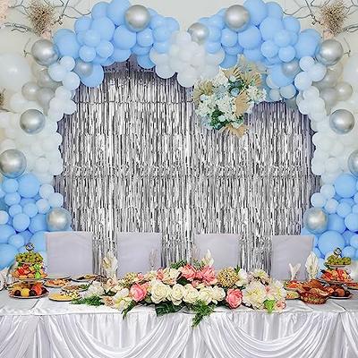 ACCEVO Silver Party Streamers 3Pack Metallic Tinsel Foil Fringe Curtains  3.2ft x 8.2ft Party Decorations for Photo Booth Photoshoot Birthday Bridal