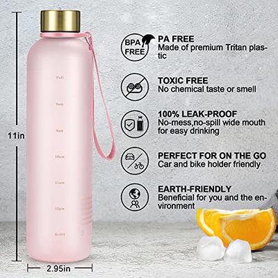 Sports Water Bottle With Time Markings, BPA Free Frosted Tritan
