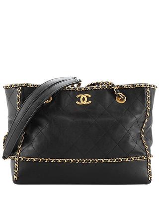Pre-owned Chanel Coco Handle Flap Quilted Caviar Gold-tone Mini