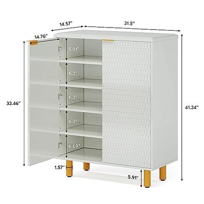 Tribesigns 41.34-in H 3 Tier 24 Pair White and Brown Mdf Shoe Cabinet in  the Shoe Storage department at