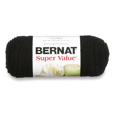 Bernat Super Value 4 Medium Acrylic Yarn, Black 7oz/197g, 426