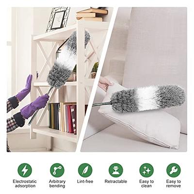 Retractable Gap Dust Cleaner 4 PCS, Multifunction Microfiber Dusting Brush  Gap Mop with 100 Extension Pole, Washable Under Fridge/Appliance/Furniture