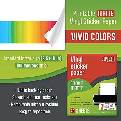 Removable Sticker Paper, White Matte, 100 Sheets, 8.5 x 11 Full Sheet Label, Inkjet or Laser Printer, Online Labels