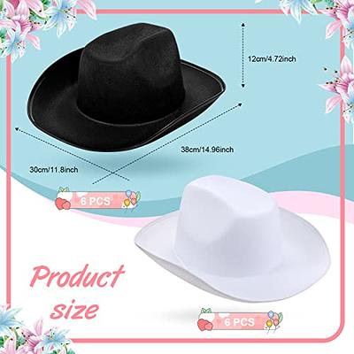 Silkfly 12 Pcs Felt Cowboy Hat with String Western Hat Black and