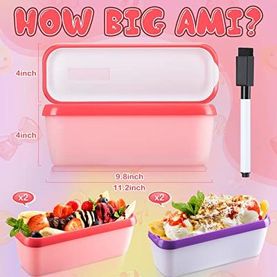 Reusable Freezer Containers Ice Cream Boxes with Lids Plastic