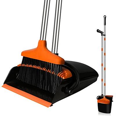 Broom and Dustpan Set with Lid for Home Indoor Dust Pan with Combo