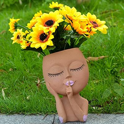 Face Flower Pot Head Planter, Small Plant Pots, Planters for Indoor Plants,  Plant Pot with Drainage