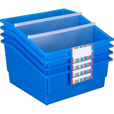 Really Good Stuff Chapter Book Library Bins with Dividers - 6 Pack - Smoke Blue by Really Good Stuff