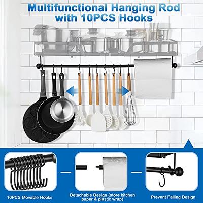 ETECHMART 3 IN 1 Pot Rack Wall Mounted with 2PCS Pan Lid Racks, 30 Inch Hanging  Storage Shelf, Detachable Rail Hanger with 10 Hooks, Heavy Duty Kitchen  Organizer Holder for Cookware Utensils, Black - Yahoo Shopping