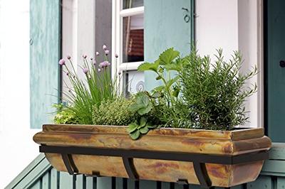 H Potter Window Planter Box Rustic Copper Flower Plant Container