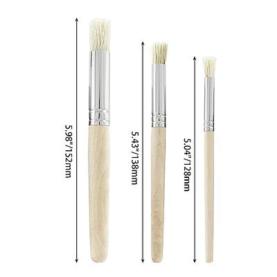 6pcs Wooden Natural Stencil Brushes Stipple Paint Brushes Set for  Oil-Painting