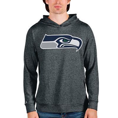 Seattle Seahawks Antigua Axe Bunker Tri-Blend Pullover Hoodie - Gray/White