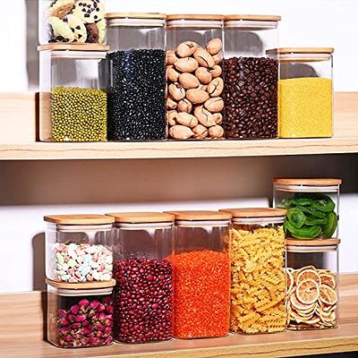 Glass Food Storage Jars with Bamboo Lids, Clear Square Airtight Kitchen  Storage Container Sets, Stackable Glass Pantry Food Canisters for kitchen  Counter, Candy, Cookie, Rice, Cereal(6pcs,27/40/50oz) - Yahoo Shopping