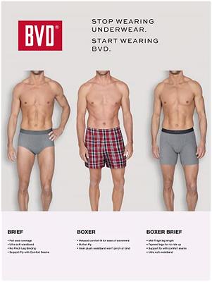 B.V.D. Men's Modal Blend Underwear (Breathable & Sustainable Fabric), Boxer  Brief-3 Pack-Black, Small - Yahoo Shopping