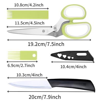 Herb Scissors with 5 Blades and Cover,Kitchen 5 Stainless Steel Blade Herb  Cutting Shears Scissors, Shredding Scissors for Paper,Food Salad Herb