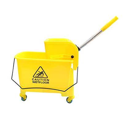 Restaurantware Clean 38 Quart Industrial Mop Bucket, 1 Combo Mop Wringer  Bucket - With Side Press Wringer, Built-In Casters, Yellow Plastic  Commercial