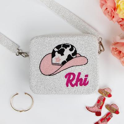 Beaded Box Bags Monogram Clutch Customized Name Clutch 