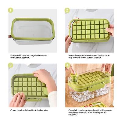 One-button Press Ice Cube Tray Mould Container Box with Lid Freezer Maker