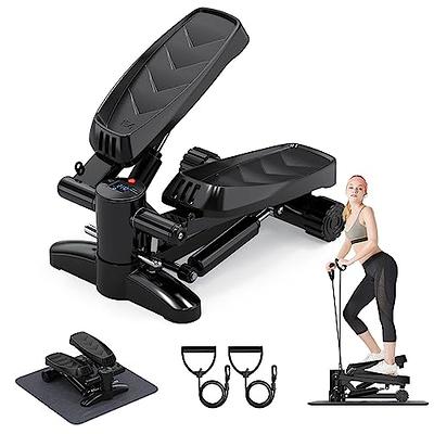 Portable Stair Stepper for Exercise - Mini Stepper Fitness Equipment with  LCD Monitor, Resistance Bands and Floor Mat