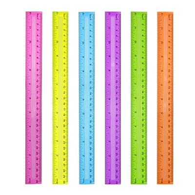 DAGONGREN 30 Pack Clear Plastic Rulers 12 Inch,Transparent Assorted Color  Metric Bulk Rulers with Inches and Centimeters,Kids Ruler for