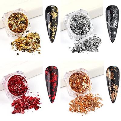 Holographic Nail Foil Glitter Flakes 3D Sparkly Aluminum Foil Flake Sequins  Nail Art Accessories Rose Gold Red Silver Foils Glitter Nail Supplies