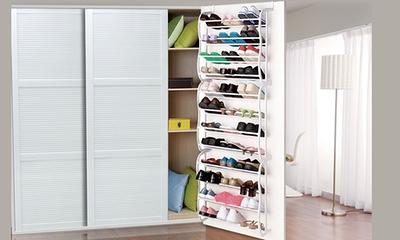 Whitmor Over The Door Shoe Rack, 36 Pair, White