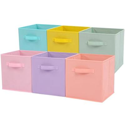 Sorbus 6 Pack Cube Storage Bins - Foldable Fabric Basket Organizer for Kids  in Classic Pastel Colors